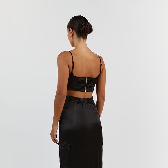 DISSH Charli Black Satin Crop Top - Picture 5 of 9